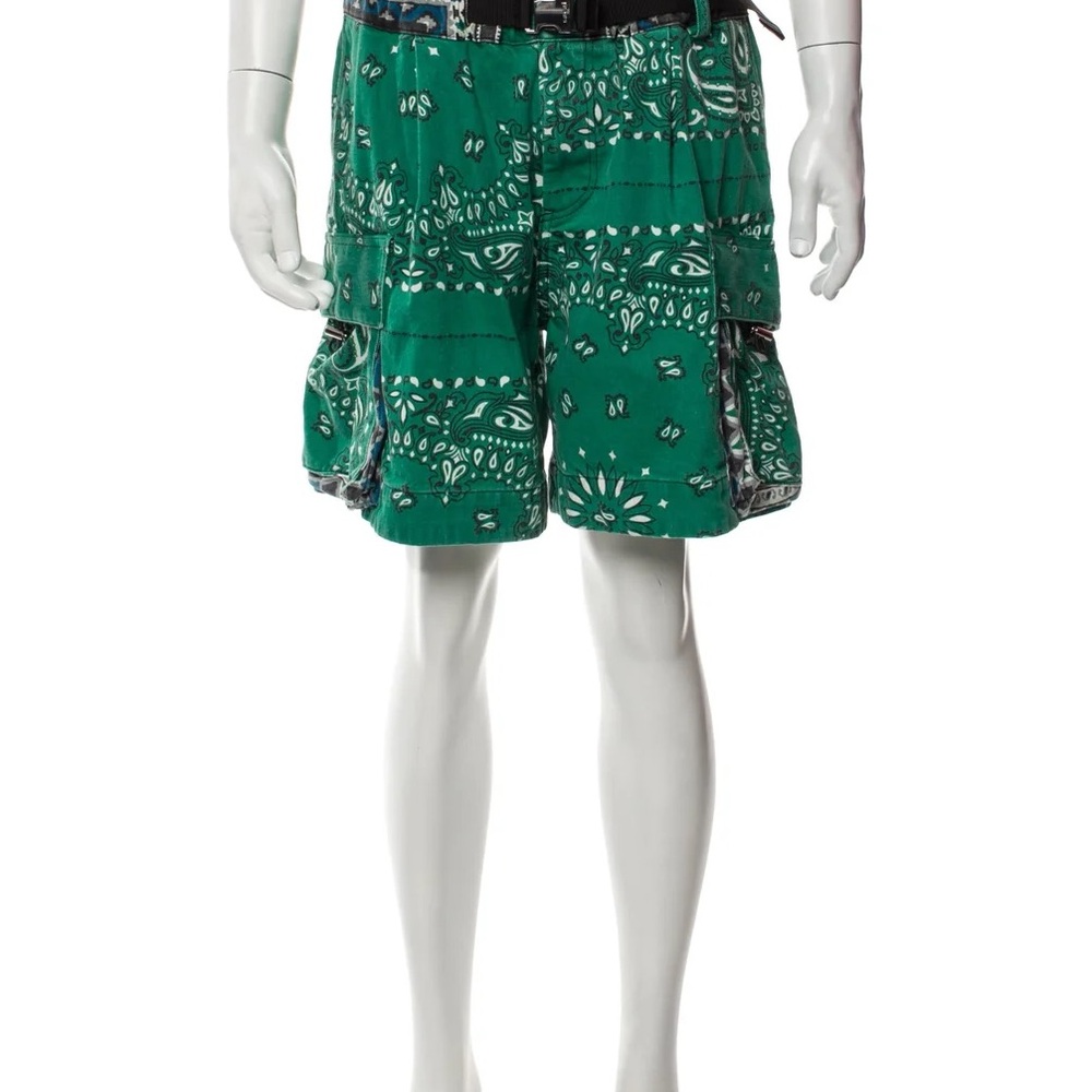 Sacai Green Patterned Men's Shorts